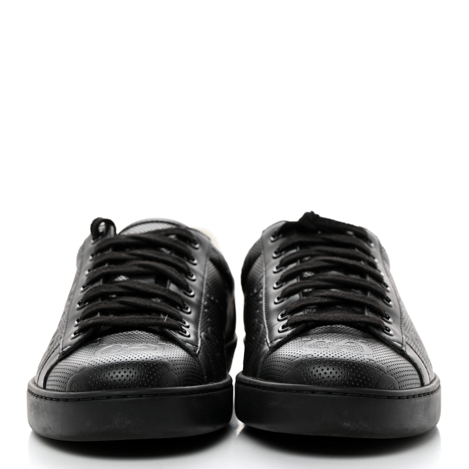 Gucci Calfskin GG Tennis Embossed Mens Ace Sneakers 5 Black 2 of 8