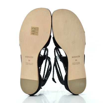 Hermes Suede Gladiator Wrap Sandals 38 Black 6 of 11