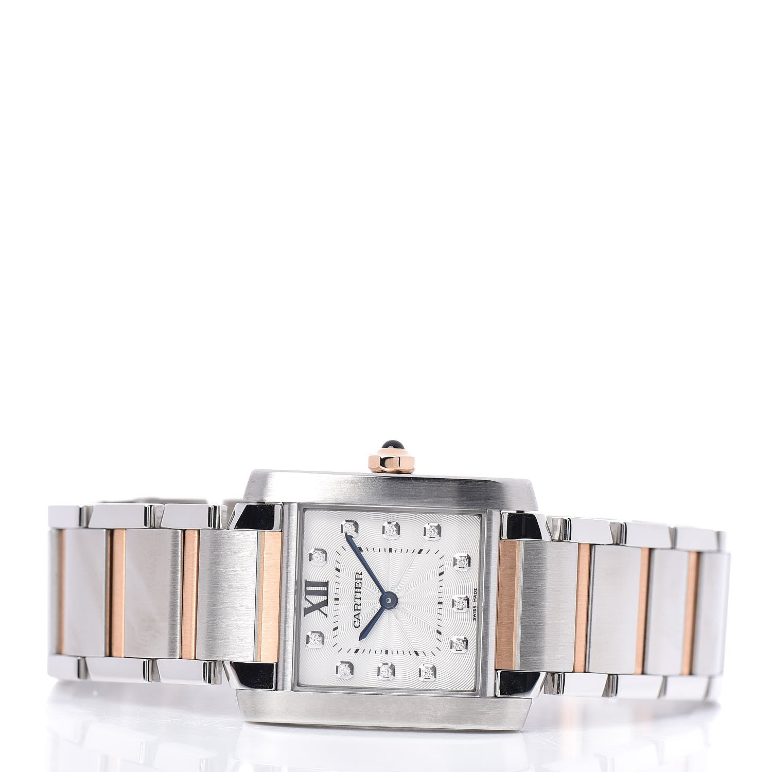 Cartier Stainless Steel 18K Pink Gold Diamond 25mm Tank Francaise Quartz Watch 3 of 6
