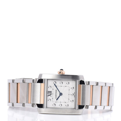 Cartier Stainless Steel 18K Pink Gold Diamond 25mm Tank Francaise Quartz Watch 3 of 6