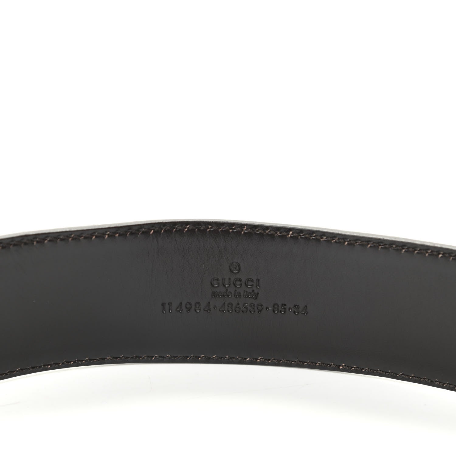 Gucci Calfskin Web Interlocking G Belt 85 34 Dark Brown 3 of 5