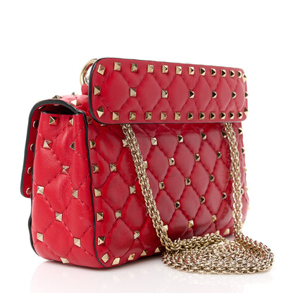 Valentino Garavani Lambskin Small Rockstud Spike Shoulder Bag Red 3 of 10