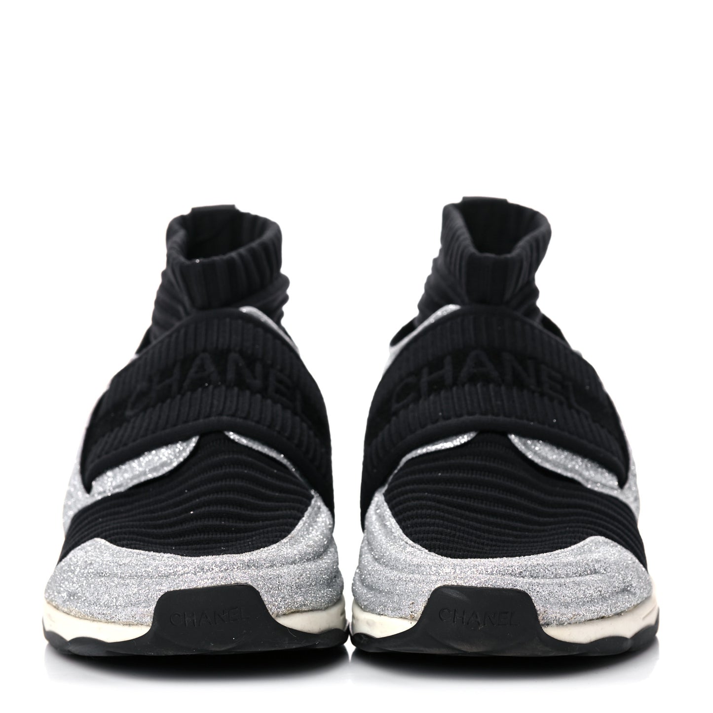 Glitter Stretch Fabric CC Sneakers 36.5 Black Silver