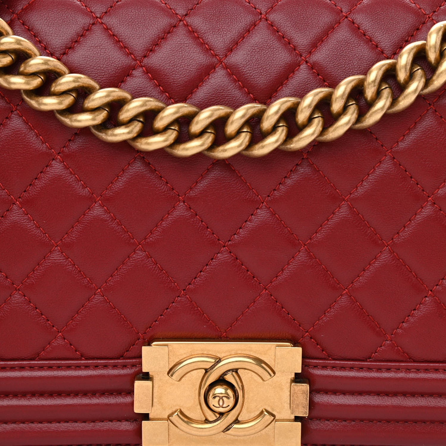 Chanel Calfskin Quilted Medium Boy Flap Burgundy 8 of 11