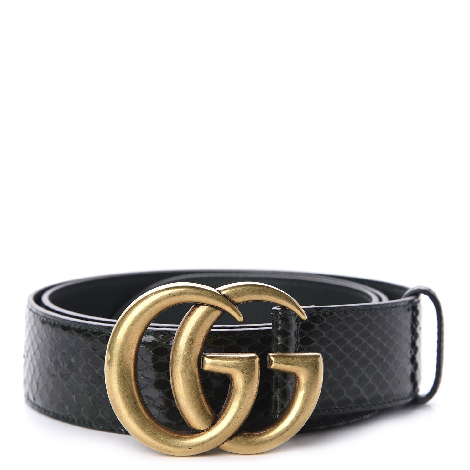 Gucci Snakeskin Double G 40mm Belt 100 40 Green 1 of 3