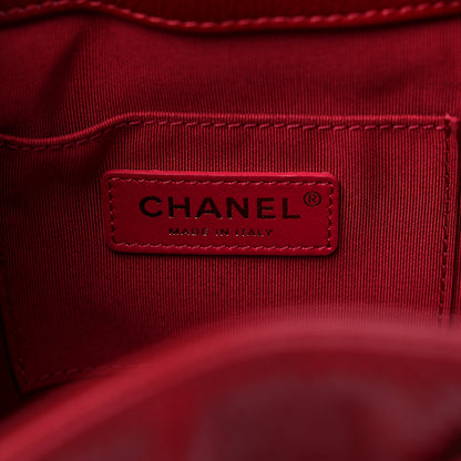 Chanel Shiny Aged Calfskin CC Chain Mini Drawstring Bag Red 6 of 10