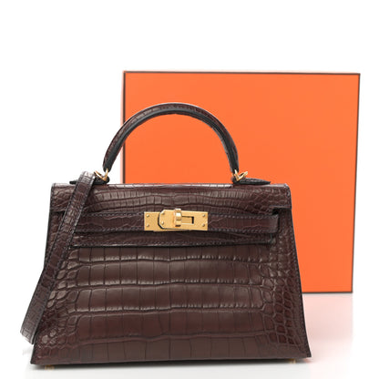 Hermes Matte Alligator Mini Kelly Sellier 20 Havane 11 of 11