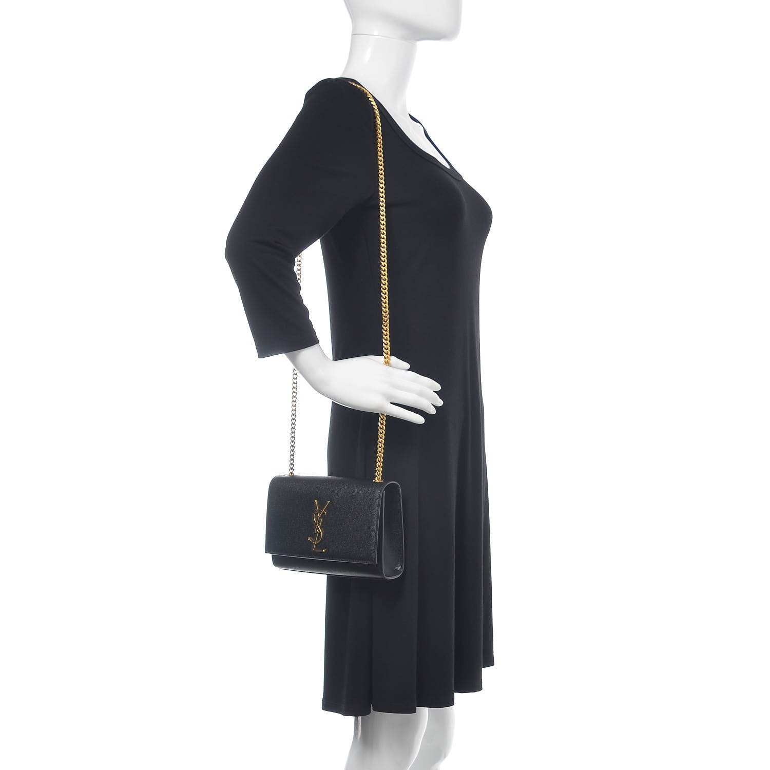 Saint Laurent Grain De Poudre Small Monogram Kate Satchel Black 2 of 9