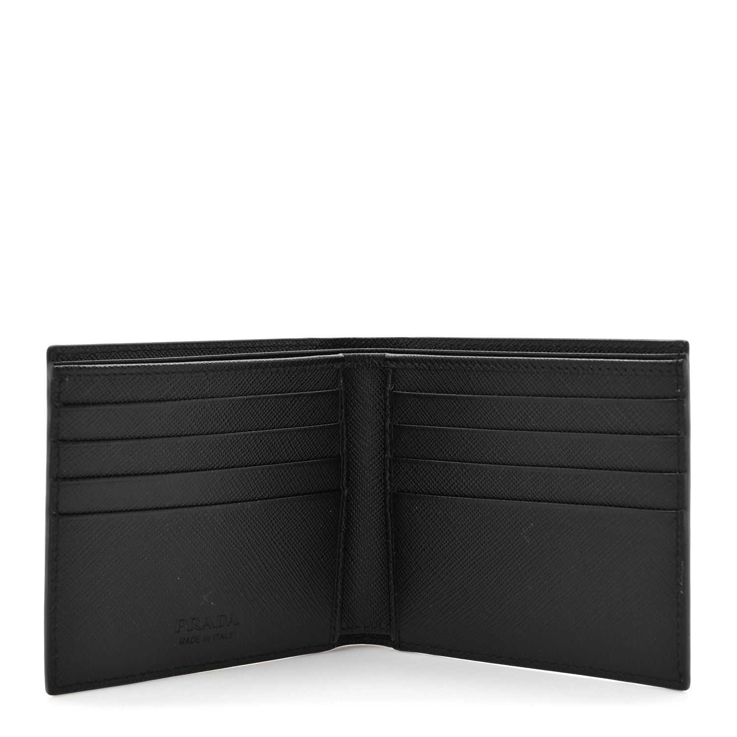 Prada Saffiano Bi-Color Bi-Fold Wallet Grey Black 5 of 9