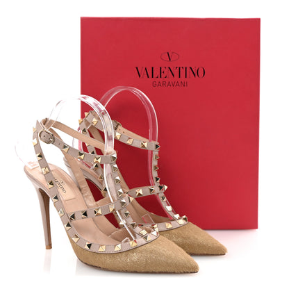 Valentino Garavani Pony Hair Rockstud Ankle Strap Pumps 39 Gold 9 of 9
