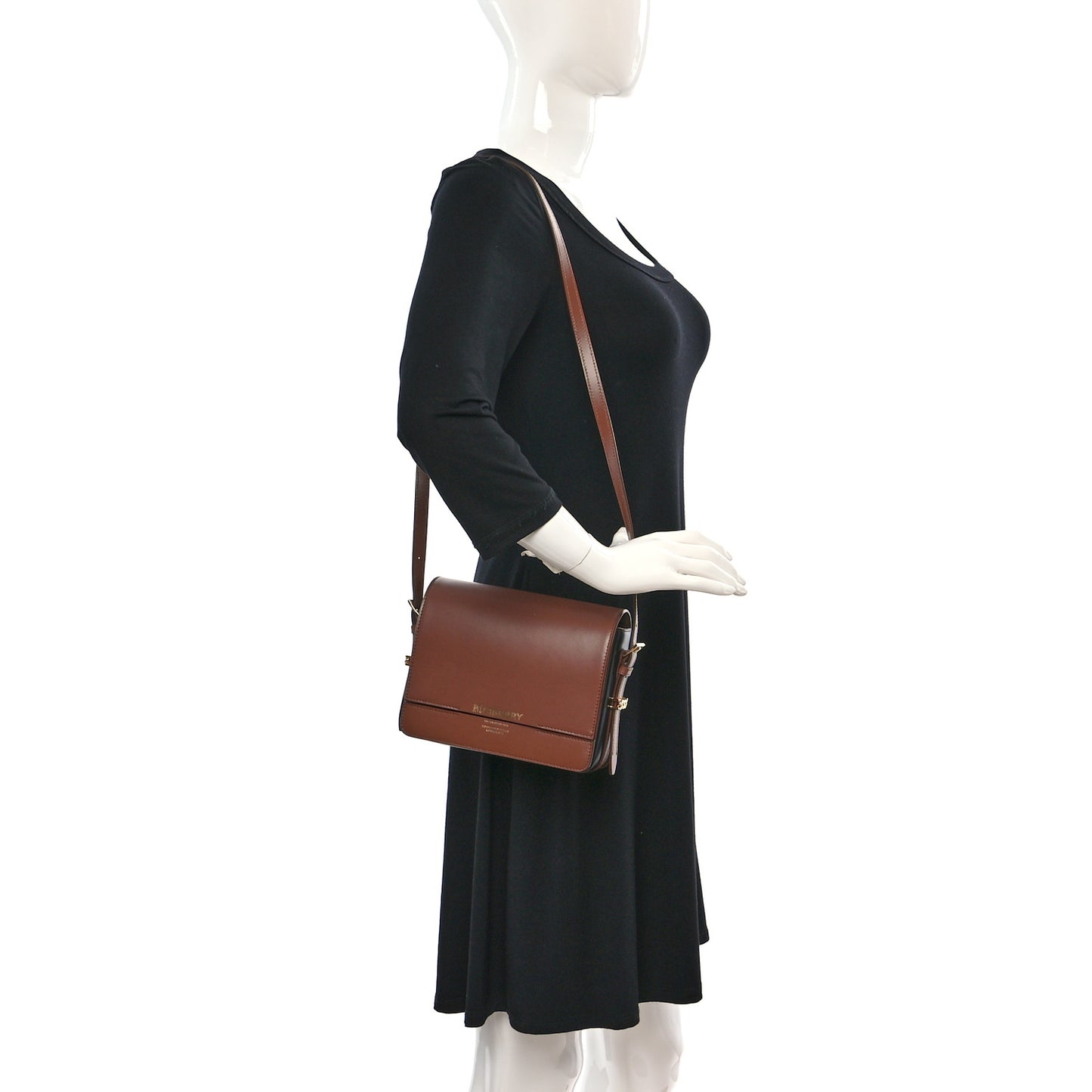 Smooth Calfskin Two Tone Small Grace Bag Malt Brown Black