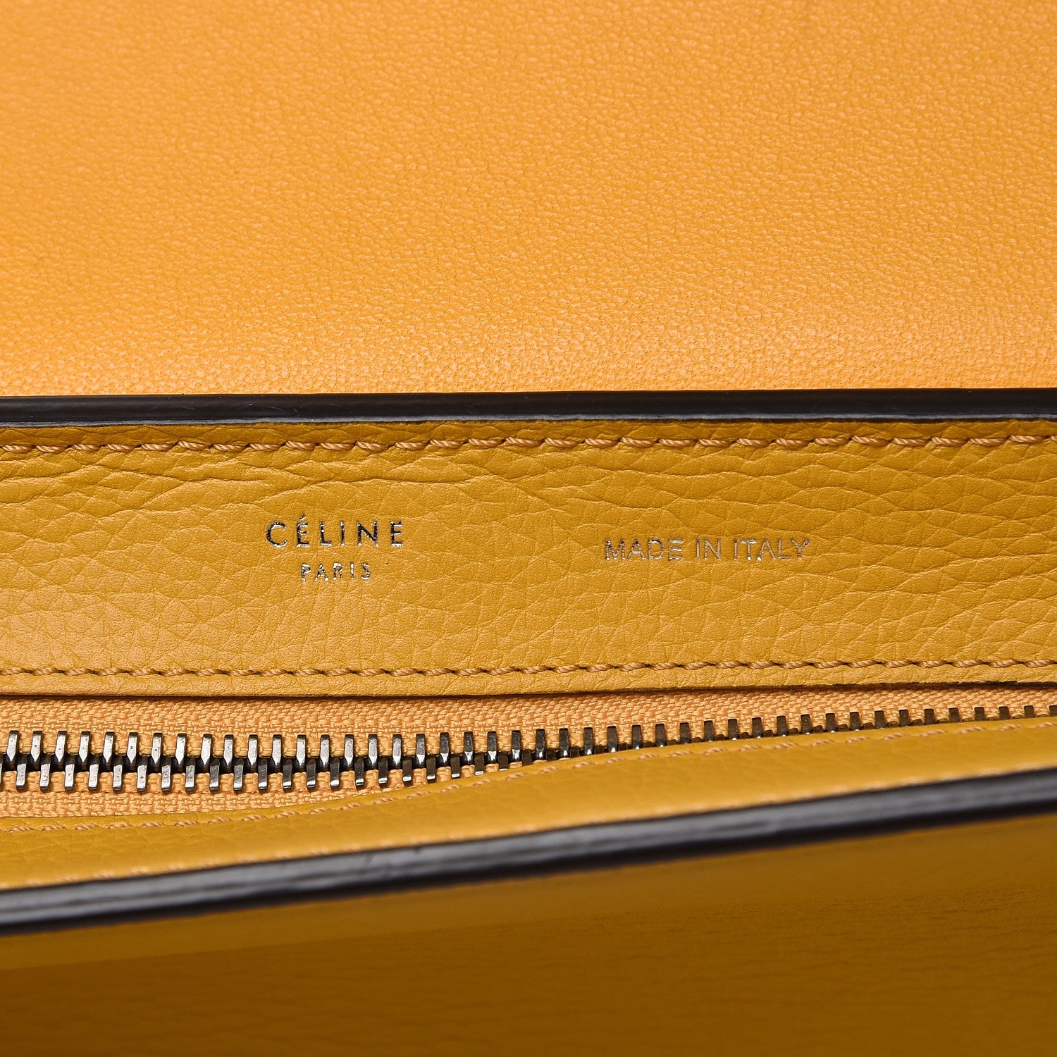 Celine Drummed Calfskin Suede Medium Trapeze Ocre 7 of 11