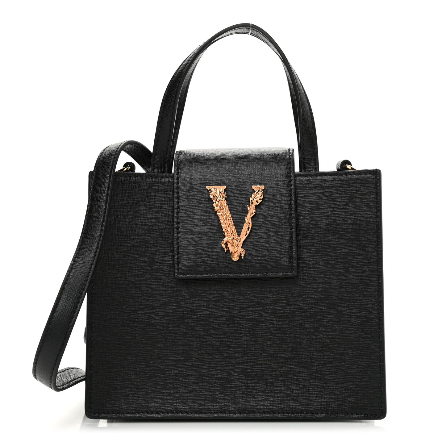 Saffiano Virtus Top Handle Shoulder Bag Black