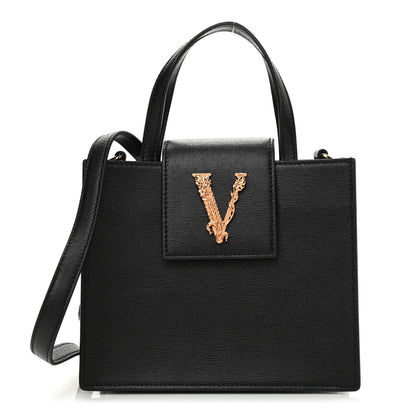 Versace Saffiano Virtus Top Handle Shoulder Bag Black 1 of 7