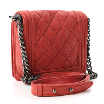 Chanel Iridescent Calfskin Quilted Small Gentle Square Boy Flap Red 3 of 7