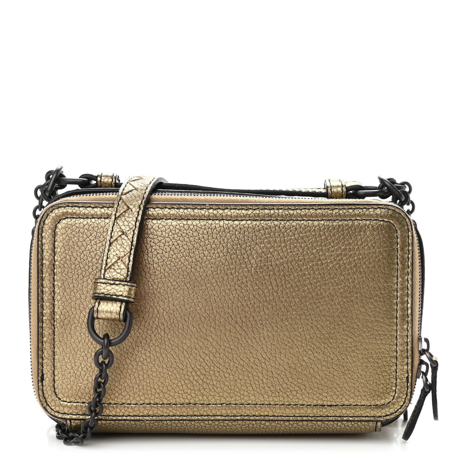 Bottega Veneta Metallic Lambskin Intrecciato Camera Bag Champignon 1 of 11