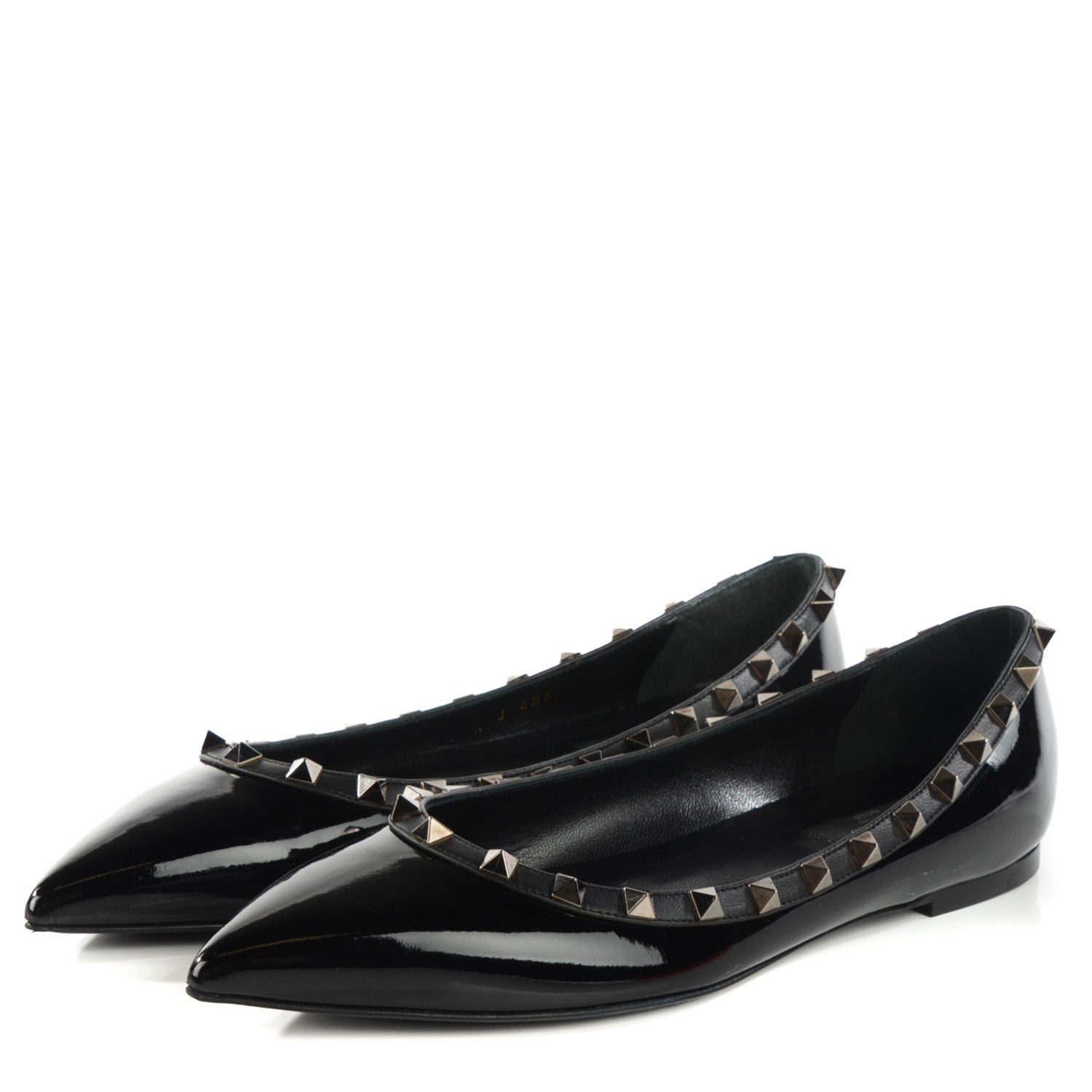 Valentino Garavani Patent Rockstud Ballerina Flats 39.5 Black 3 of 8