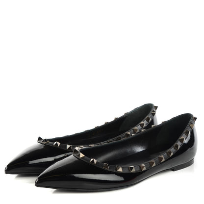 Valentino Garavani Patent Rockstud Ballerina Flats 39.5 Black 3 of 8