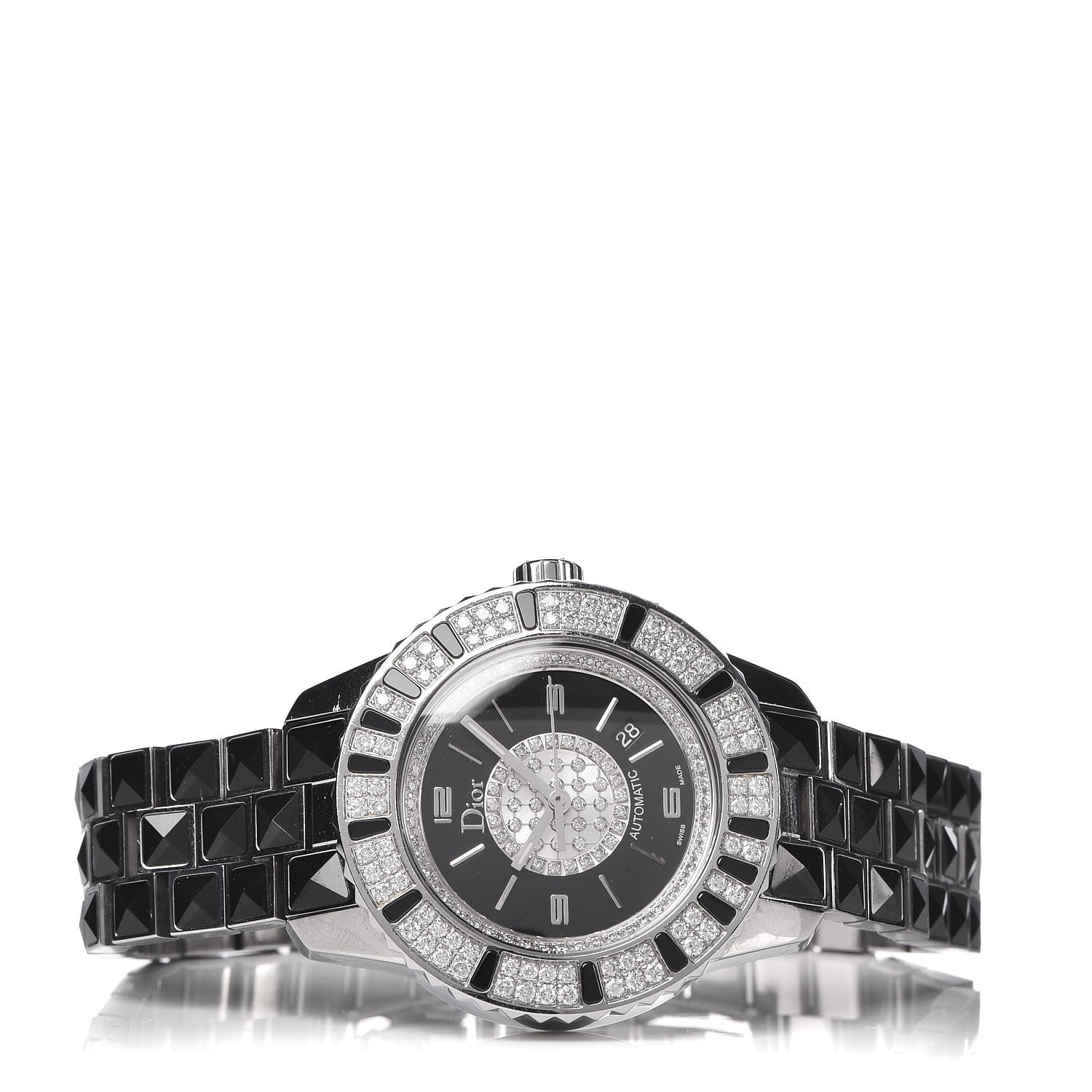 Christian Dior Stainless Steel Diamond Sapphire 33mm Christal Automatic Watch Black 3 of 6