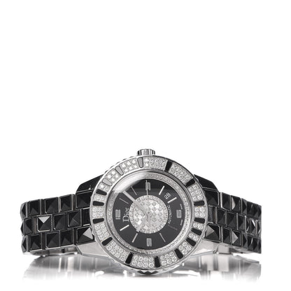 Christian Dior Stainless Steel Diamond Sapphire 33mm Christal Automatic Watch Black 3 of 6