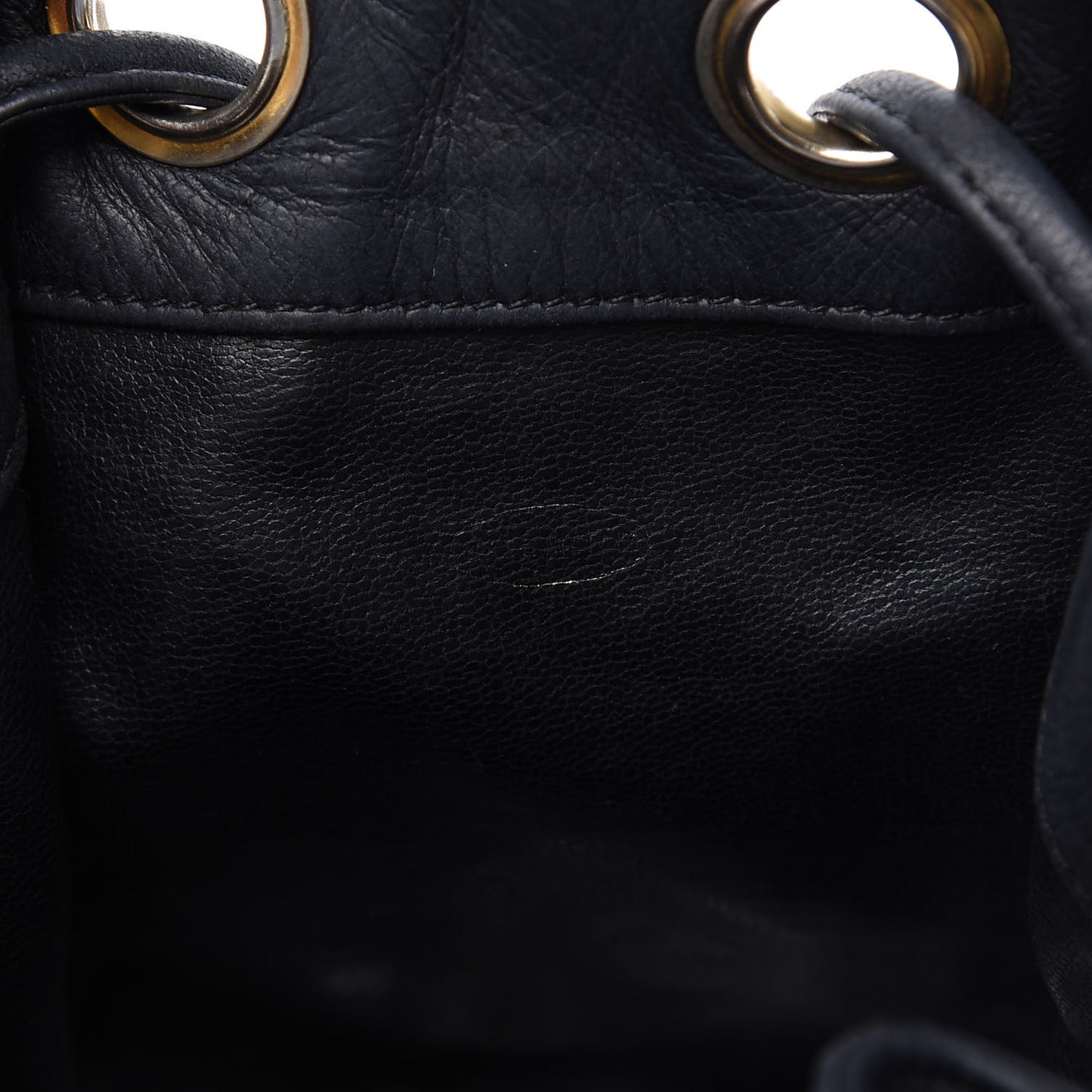 Lambskin Drawstring Bucket Bag Black