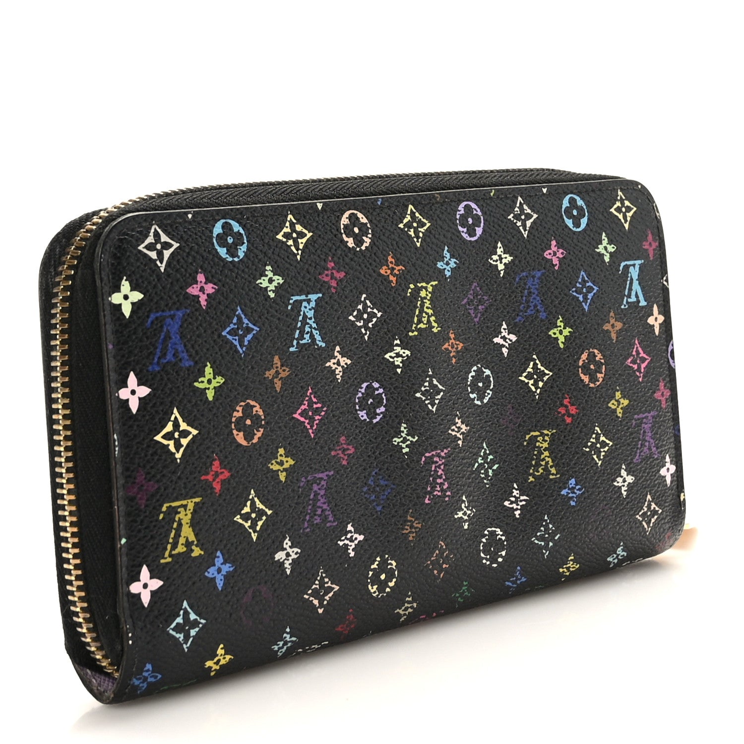 Louis Vuitton Monogram Multicolor Zippy Wallet Black Violet 3 of 7