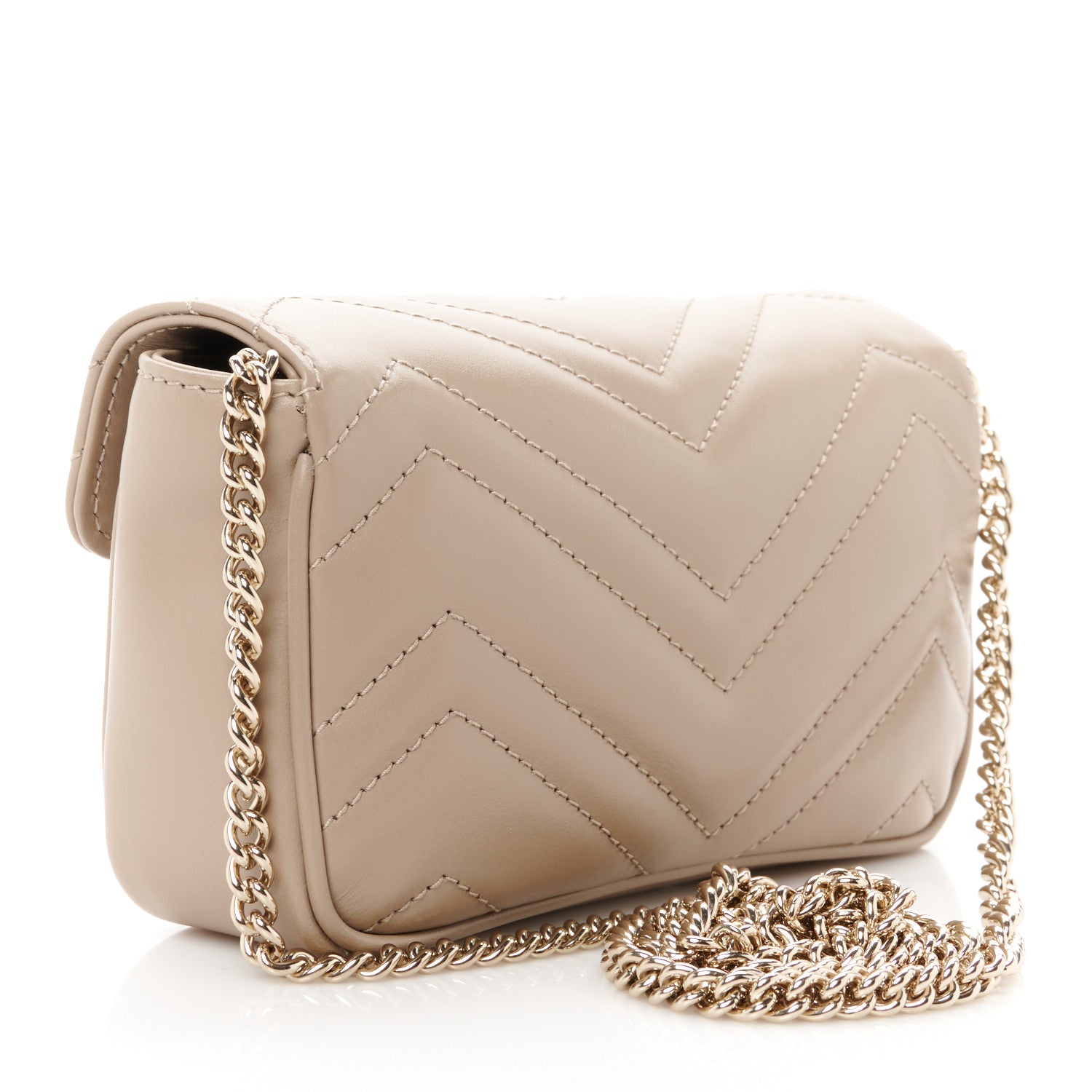 Gucci Calfskin Matelasse Super Mini GG Marmont Shoulder Bag Taupe 3 of 10