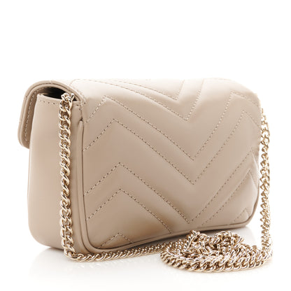 Gucci Calfskin Matelasse Super Mini GG Marmont Shoulder Bag Taupe 3 of 10