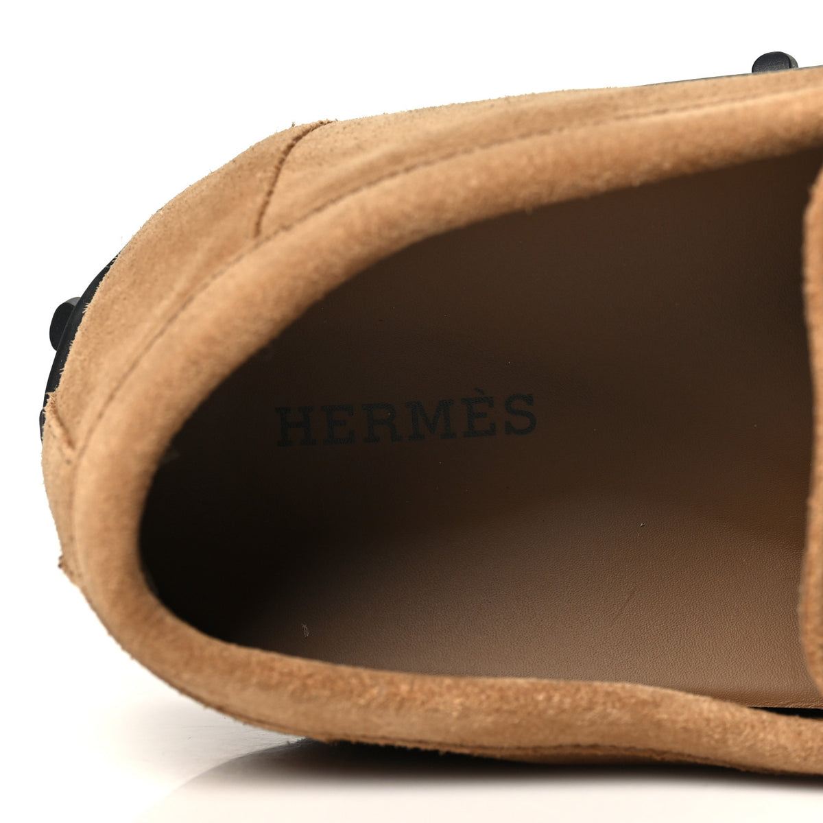 Hermes Suede Calfskin Womens Lazy Loafers 37 Brune Fume 8 of 10