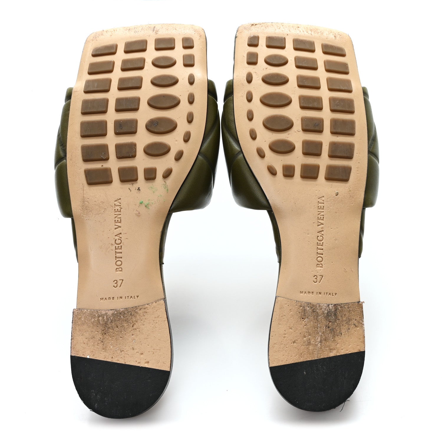 Bottega Veneta Nappa Quilted Rubber Lido Flat Sandals 37 Khaki 6 of 8