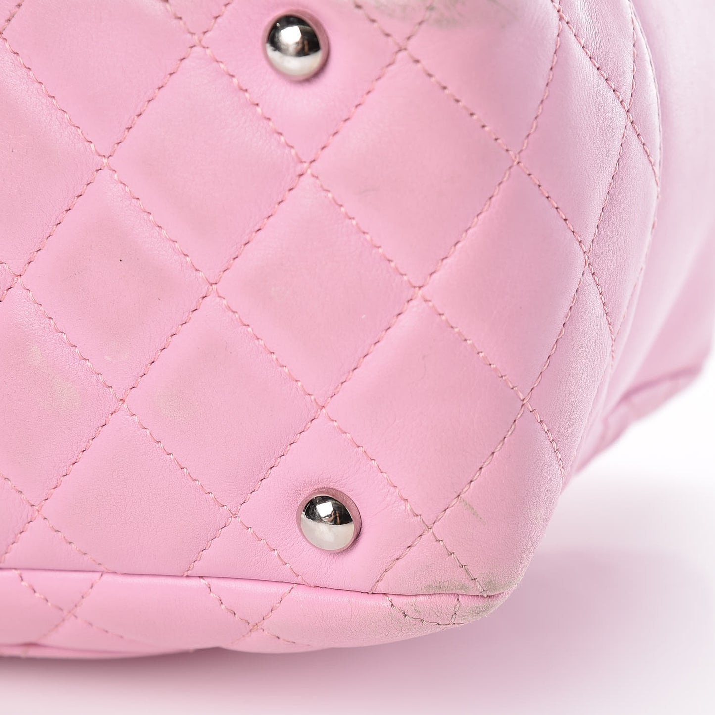 Calfskin Quilted Large Cambon Bowler Pink