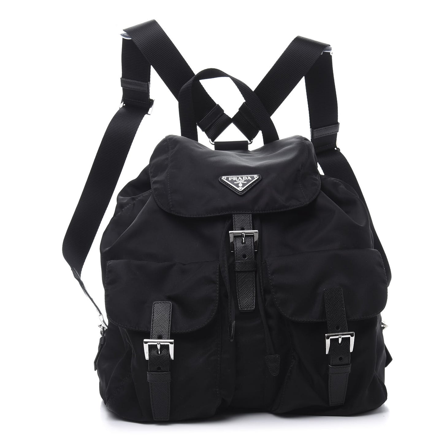 Tessuto Nylon Saffiano Medium Backpack Black