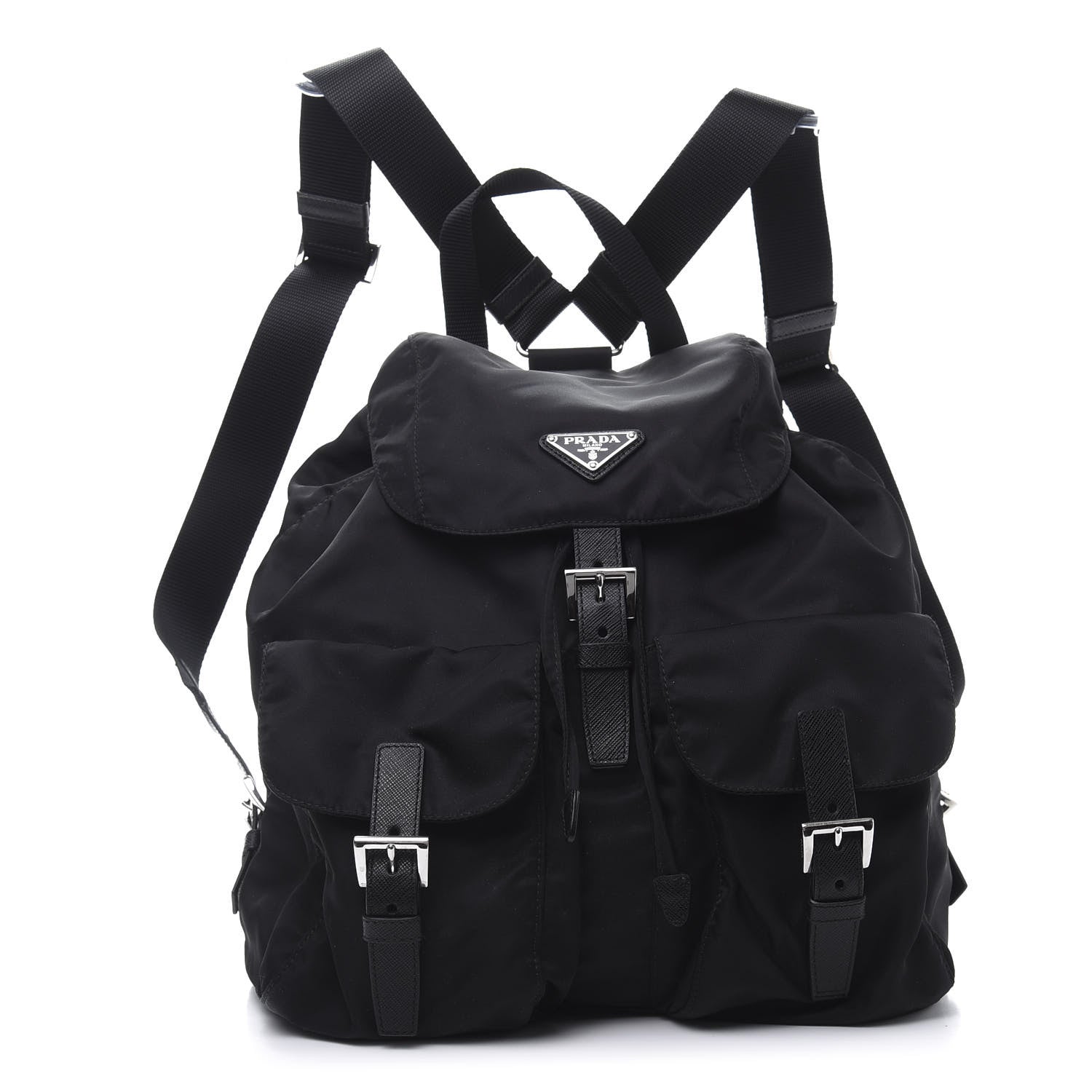Prada Tessuto Nylon Saffiano Medium Backpack Black 1 of 9