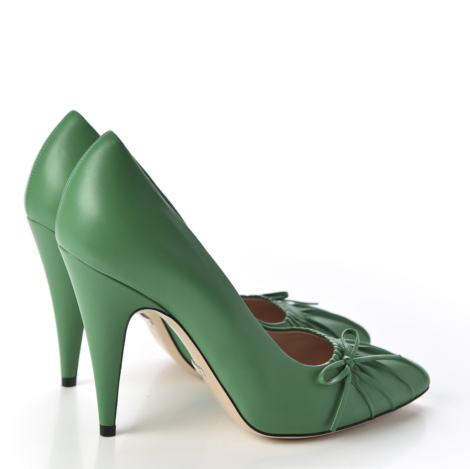 Gucci Nappa Bow High Heel Pumps 38.5 New Shamarock 4 of 10