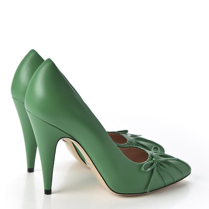 Gucci Nappa Bow High Heel Pumps 38.5 New Shamarock 4 of 10