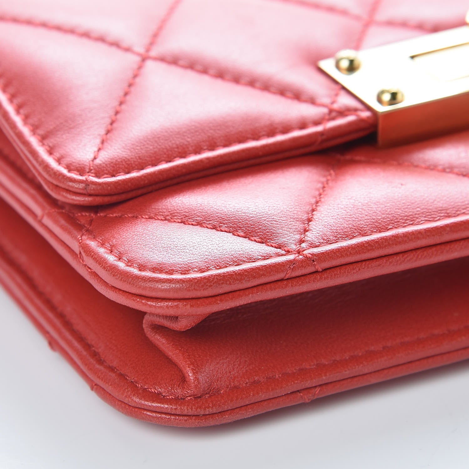 Chanel Lambskin Quilted Golden Class Wallet on Chain WOC Red 10 of 12