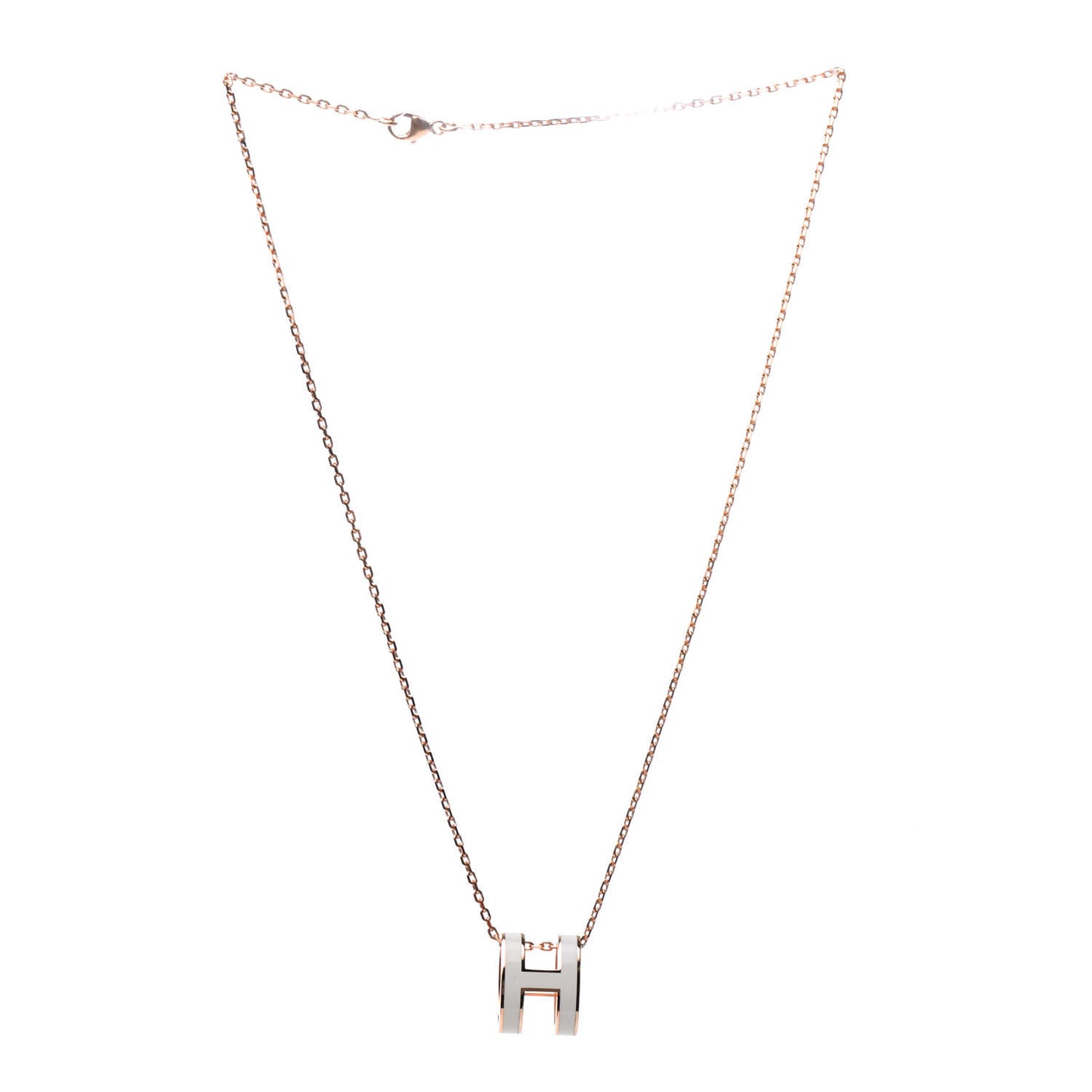 Lacquered Rose Gold Pop H Pendant Necklace White