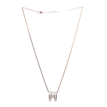 Hermes Lacquered Rose Gold Pop H Pendant Necklace White 3 of 7
