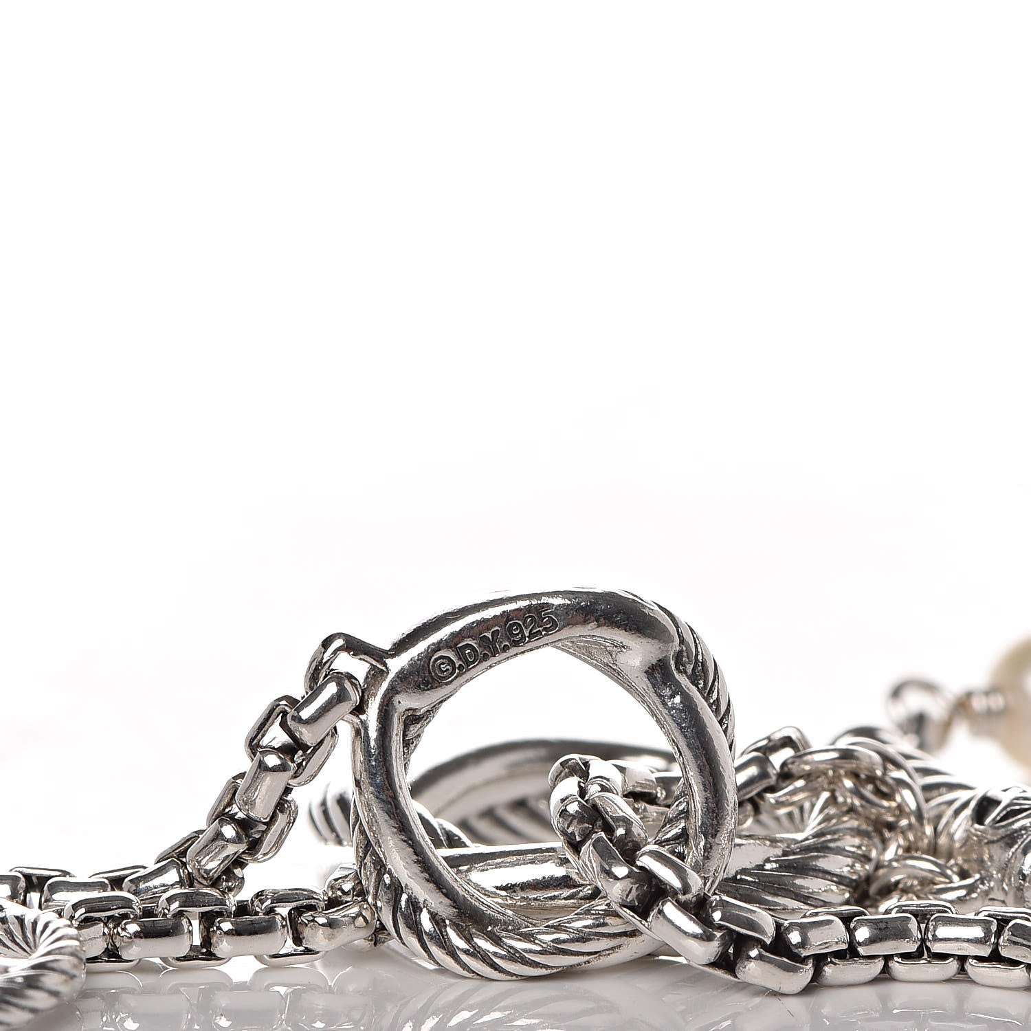 David Yurman Sterling Silver Pearl Infinity Station Chain Necklace 5 of 5