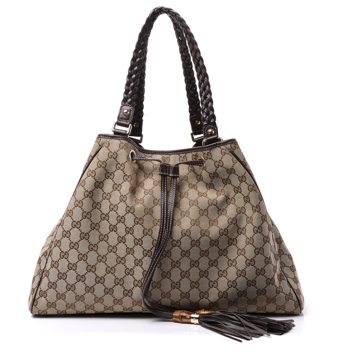 Gucci Monogram Peggy Braided Tote Dark Brown 1 of 9