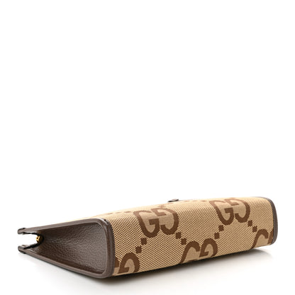 Gucci Monogram Jumbo GG Textured Dollar Calfskin Pouch Camel Ebony New Acero 4 of 10