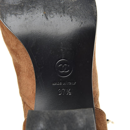 Chanel Suede Chain CC Short Boots 37.5 Light Brown 6 of 9