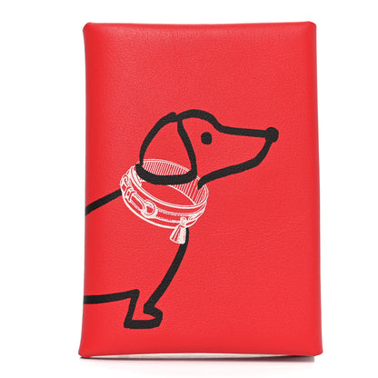 Hermes Swift Teckel a Collier Calvi Duo Card Case Rouge De Coeur 1 of 9