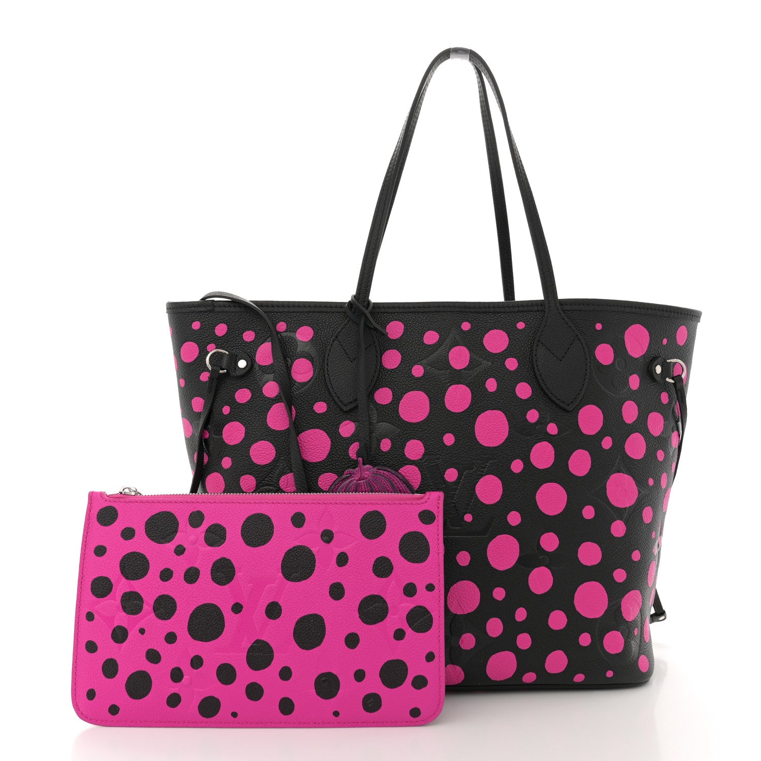 Louis Vuitton LV X YK Empreinte Infinity Dots Neverfull MM Black Fuchsia 3 of 12