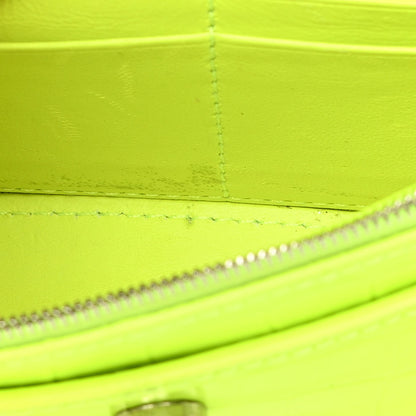 Balenciaga Shiny Calfskin Crocodile Embossed Hourglass Chain Bag Fluo Yellow 10 of 13