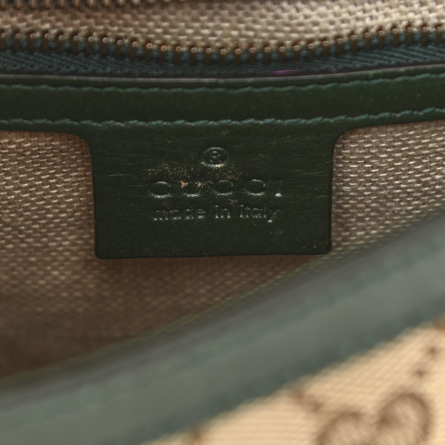 Gucci Monogram Calfskin Medium Lady Web Shoulder Bag Beige Green 9 of 16