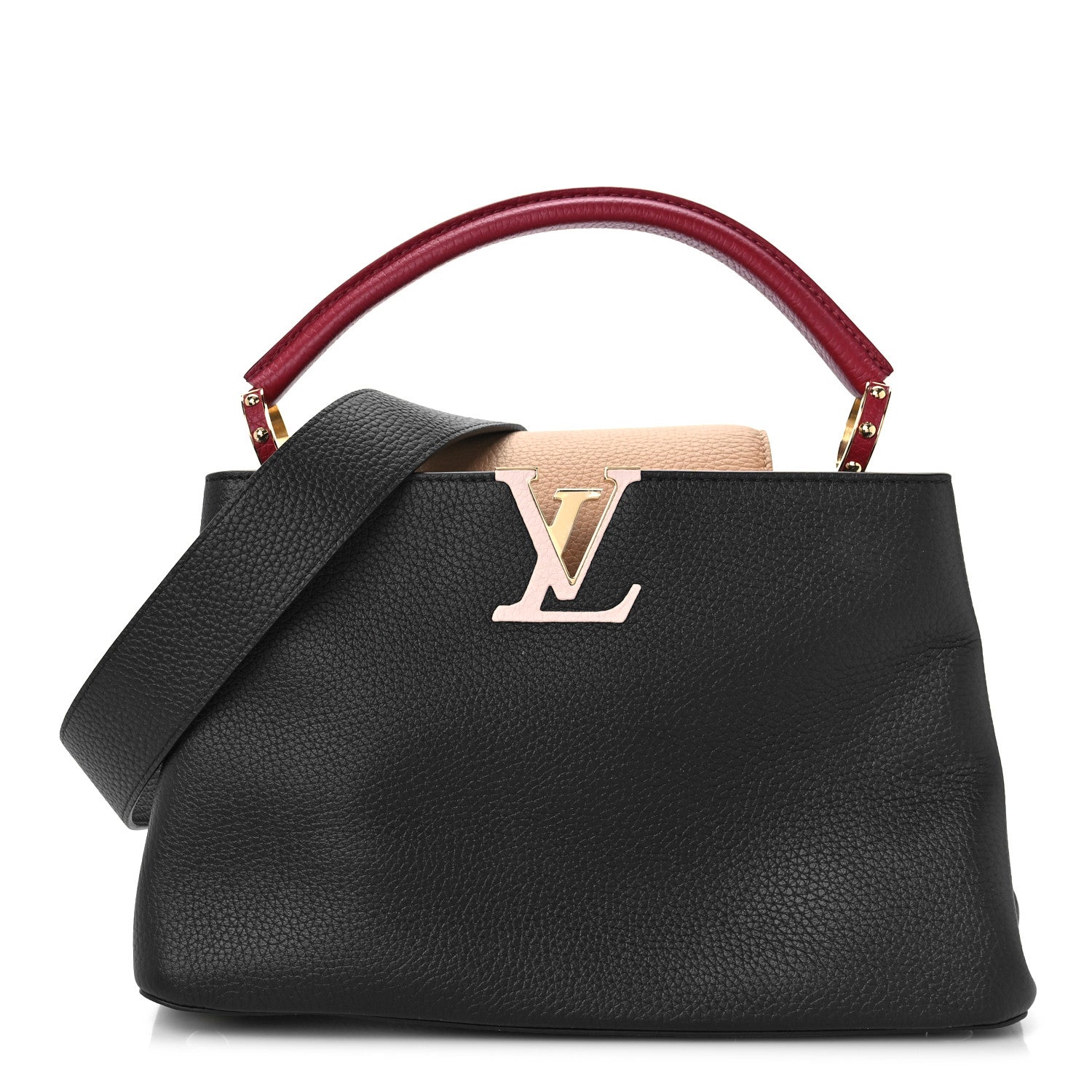 Louis Vuitton Taurillon Capucines MM Black Arizona Beige Ruby Red 1 of 7