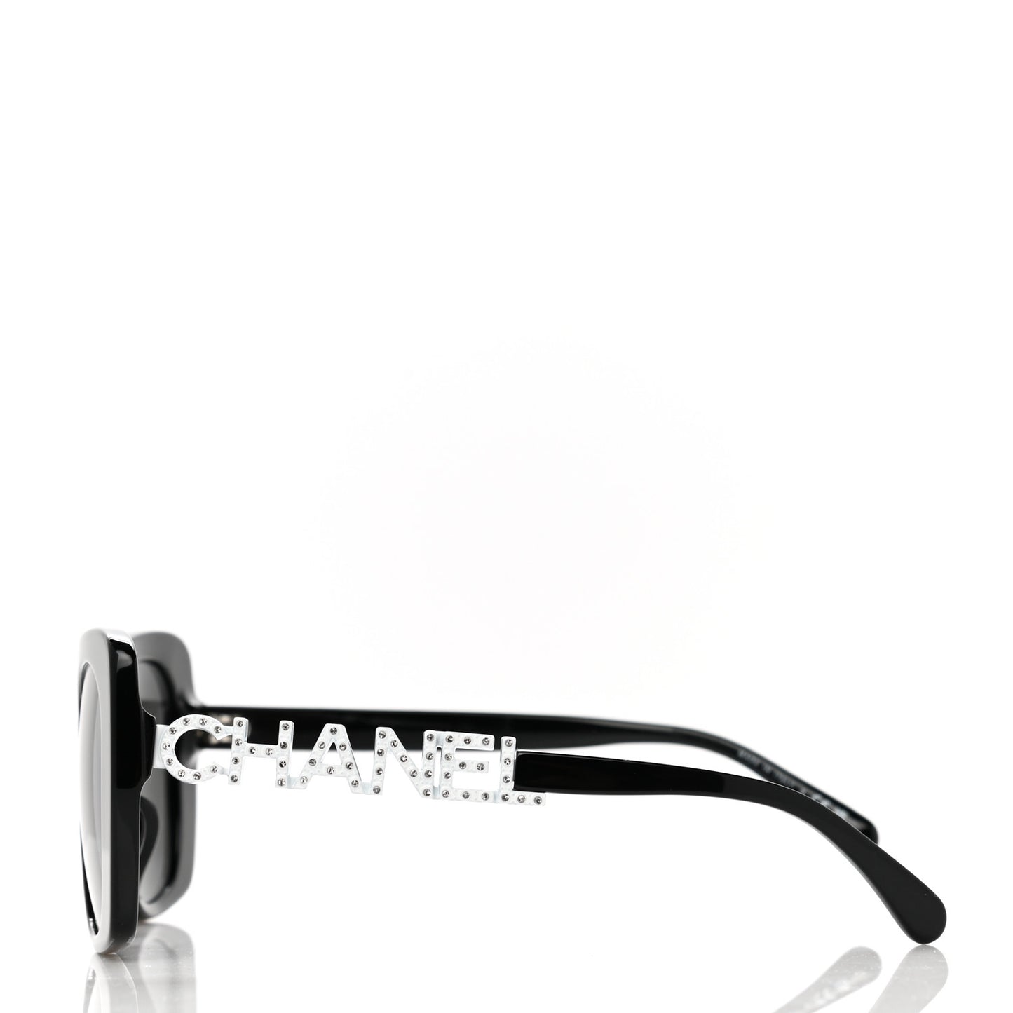 Acetate Strass Square Sunglasses 5422-B-A Black White