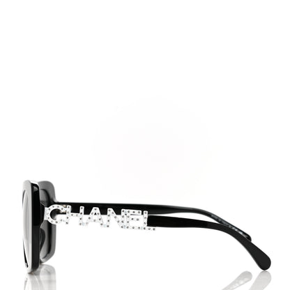 Chanel Acetate Strass Square Sunglasses 5422-B-A Black White 3 of 6
