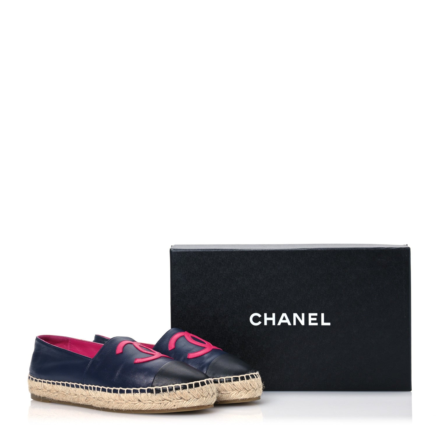 Chanel Lambskin CC Espadrilles 38 Navy Fuchsia Black 14 of 14